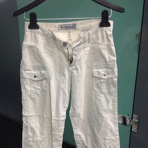 NINE PLANET WHITE UTILITY 3/4 CARGO PANTS SZ 1
